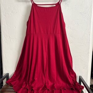 SHEIN Curve Red Flowy Midi Dress | Size 2XL | Open Back Detail